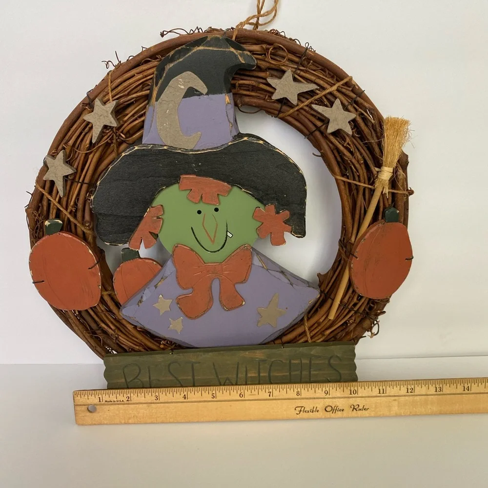 Halloween wreath green witch hag best witches primitive vintage celestial decor